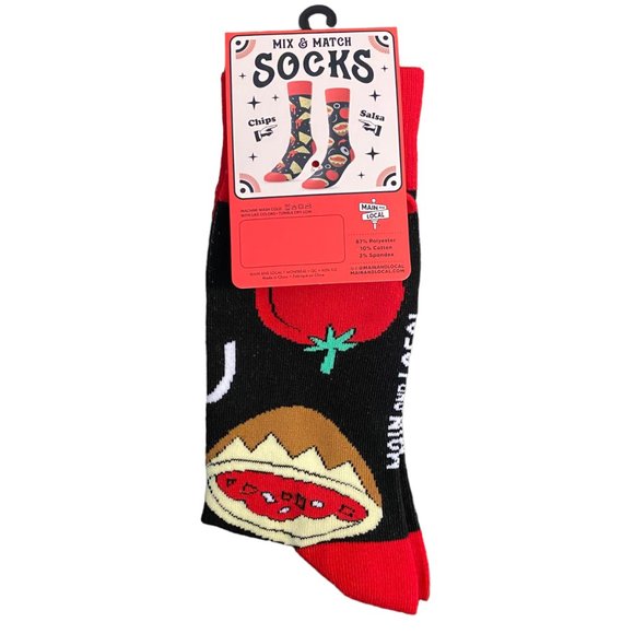 NWT Chips and Salsa Mix and Match Funny Crew Socks Black Mens Womens 12 3 - Picture 3 of 4